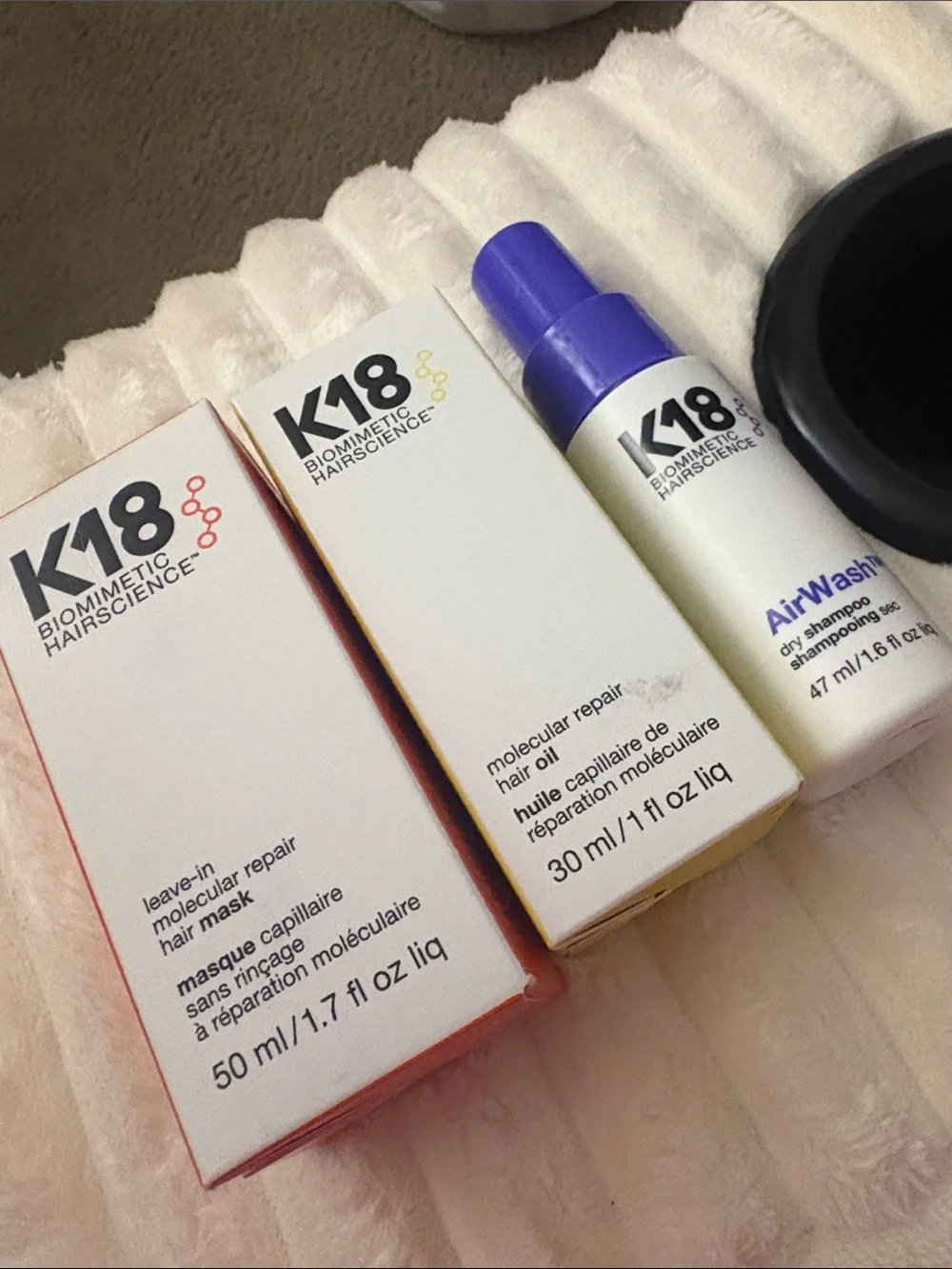K18 Bundle: Molecular repair oil, Molecular repair hair mask, & Air wash
